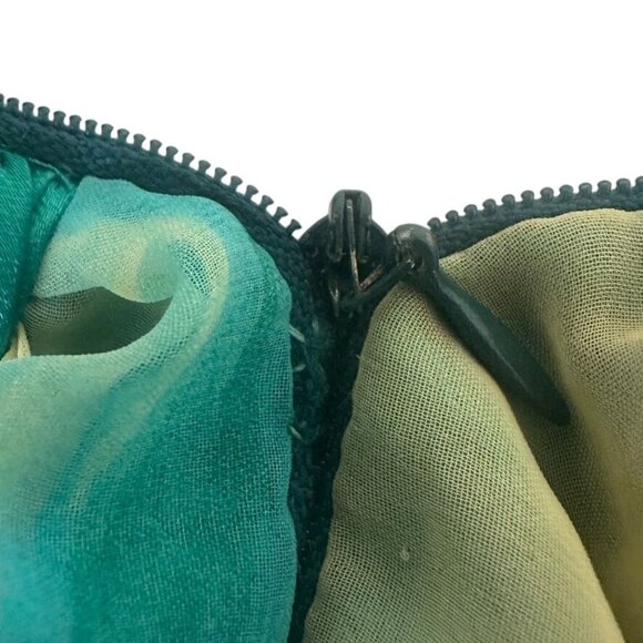 Y2K Bicici Strapless Teal & Cream Ombre Beaded Evening Gown Floor-Length XL - Picture 14 of 14